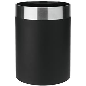 PULSIVA Afvalemmer met roestvrijstalen rand; 6400ml, 19.4x25 cm (ØxH); zwart/zilver; rond