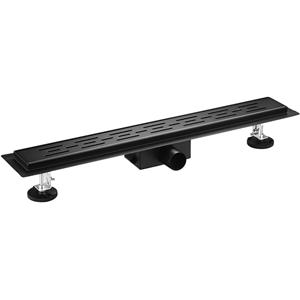 BES LED Douchegoot met Rooster - Leoni Trun - 60cm - Vloerflens - RVS - Zwart