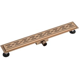 BES LED Douchegoot met Rooster - Leoni Trun - 60cm - Vloerflens - RVS - Geborsteld Koper