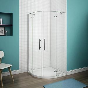 Sanexo Douchecabine Kwartrond Pansy 80x80x195 Draaideur Met Vaste Wand 6Mm Helder Glas Antikalk Chroom