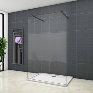 Sanexo Inloopdouche Vrijstaand Chrysant 120x200 8mm Semi Gesatineerd Glas Antikalk Mat Zwart
