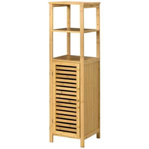 Kleankin badplank, elegant ontwerp, verstelbare planken, bamboe materiaal, waterbestendig, ca. 33 x 30 x 120 cm, naturel | Aosom.nl