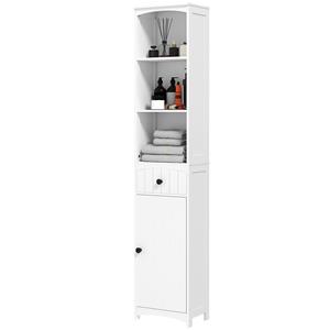 HOMCOM Badkamerkast met 3 Schappen, 1 Lade - Stevig MDF, Wit