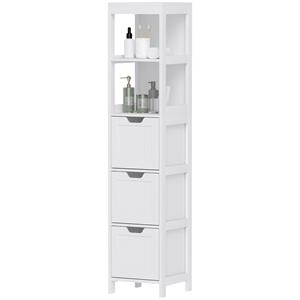 HOMCOM Badkamerkast, 2 Schappen, 3 Laden, Waterafstotend Materiaal, Wit