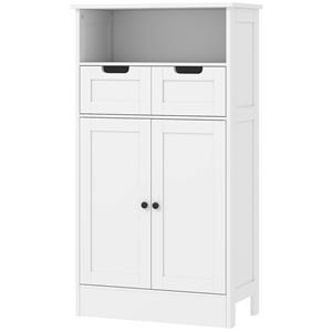 Kleankin badkamerkast, stijlvol met 2 laden en deur, ruimtebesparend, eenvoudig te monteren, 60 x 30 x 109 cm, wit | Aosom.nl