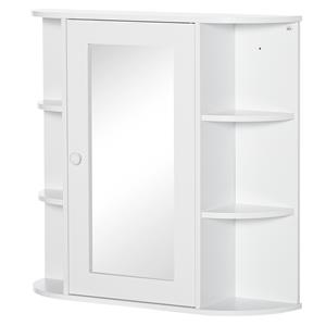 HOMCOM spiegelkast, stijlvolle badkamerkast met 8 vakken, waterbestendig, eenvoudig te monteren, 66 x 17 x 63 cm, wit | Aosom.nl