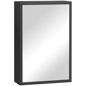 Kleankin spiegelkast, stijlvolle badkameroplossing, 3 lagen voor extra opbergruimte, waterdicht, 60 x 15 x 60 cm, zwart | Aosom.nl