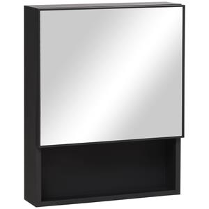 Kleankin spiegelkast, stijlvolle badkameropbergkast, ruimtebesparend, met planken, eenvoudig te monteren, 60 x 15 x 60 cm | Aosom.nl