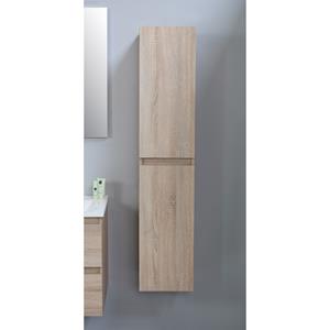 Boss & Wessing Badmeubelkast BWS Pepper Hoge Kast Greeploos 2 Deuren 145x30x30 cm Eiken