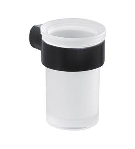 Gedy Pirenei Tandenborstelhouder mat zwart/satijnglas