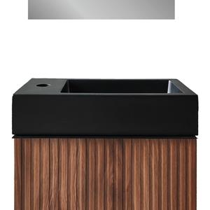 Boss & Wessing Wastafel BWS Sona Met Kraangat Links/Rechts 40x22,5 cm Mat Zwart