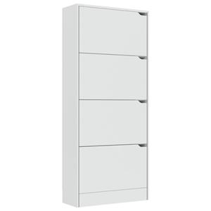 vidaXL Schoenenkast met 4 deuren 59x24x136 cm spaanplaat wit