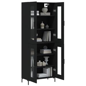 vidaXL Hoge kast 69,5x34x180 cm bewerkt hout zwart