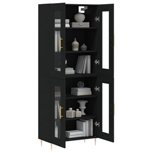 vidaXL Hoge kast 69,5x34x180 cm bewerkt hout zwart