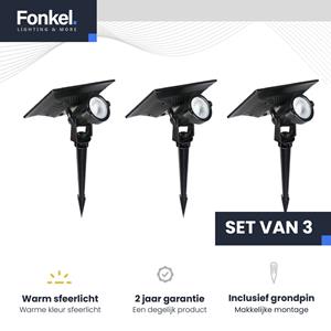 Letsleds Set 3x Solar LED tuinspot prikspot op zonne energie 5Watt IP65