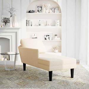 vidaXL Chaise longue met kussen corduroy stof crèmekleurig