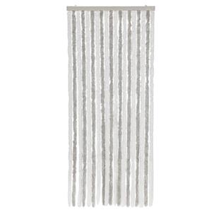 vidaXL Vliegengordijn 56x185 cm chenille lichtgrijs en wit