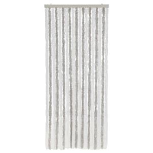 vidaXL Vliegengordijn 56x200 cm chenille lichtgrijs en wit