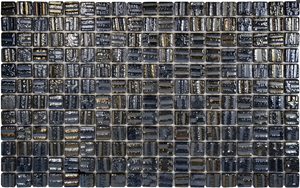 The Mosaic Factory Tegelsample:  Valencia glasmozaïek 3D tegels 32x52cm zwart