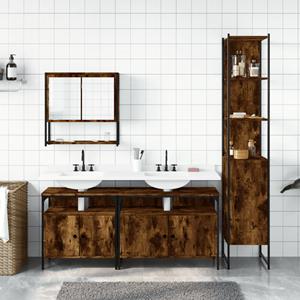 vidaXL 4-delige Badkamermeubelset bewerkt hout gerookt eikenkleurig