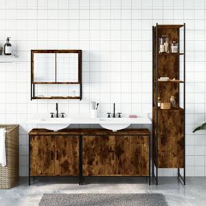 vidaXL 4-delige Badkamermeubelset bewerkt hout gerookt eikenkleurig