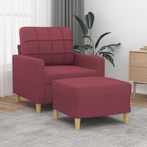 VidaXL Fauteuil met voetenbank 60 cm stof wijnrood