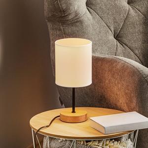 BRITOP Tafellamp Corralee, hout en witte stoffen kap