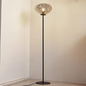 LINDBY vloerlamp Lelia, rookgrijs, glas, metaal, 150 cm