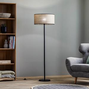 BRITOP Vloerlamp Tubo, stoffen kap, beige, Ø 45 cm