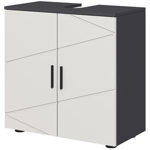 Kleankin Badkamerkast, Badmeubel, Wastafelonderkast, 2 Niveaus, Hout, Lichtgrijs