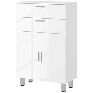 Kleankin Badkamerkast, Badmeubel, 2 Laden, Verstelbaar Plank, Hout, Wit