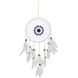 Gerimport Dromenvanger/dreamcatcher - mobiel - wit - veertjes/kraaltjes - 22 cm -