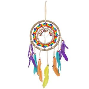 Gerimport Dromenvanger/dreamcatcher LGTBQ - mobiel - multi kleuren - veertjes/kraaltjes - 22 cm -
