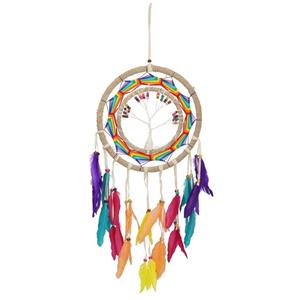 Gerimport Dromenvanger/dreamcatcher LGTBQ - mobiel - multi kleuren - veertjes/kraaltjes - 32 cm -
