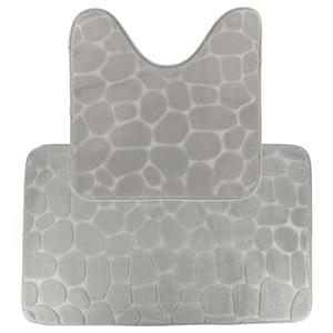Tendance Badkamer Matten set Pebble - toilet en bad mat - lichtgrijs - memory foam - microfiber -