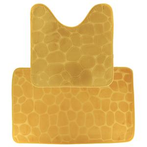 Tendance Badkamer Matten set Pebble - toilet en bad mat - okergeel - memory foam - microfiber -