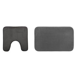 5five Badkamerkleedje/badmat tapijt - setje 2x stuks - memory foam - Grijs - x 80 cm/48 x cm -