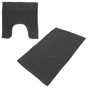 Urban Living badkamer droogloop matjes/tapijt - set 2x stuks - polyester - antraciet -