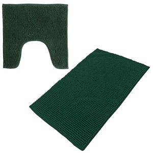 Urban Living badkamer droogloop matjes/tapijt - set 2x stuks - polyester - donkergroen -