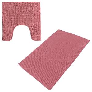 Urban Living badkamer droogloop matjes/tapijt - set 2x stuks - polyester - oud roze -