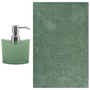 MSV badkamer droogloop mat - Bologna - 45 x 70 cm - bijpassende kleur zeeppompje - groen -