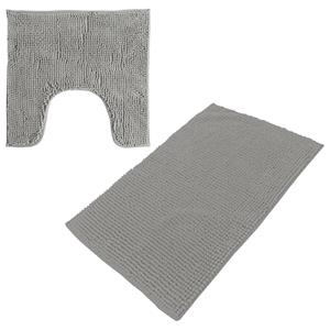 Urban Living badkamer droogloop matjes/tapijt - set 2x stuks - polyester - steengrijs -