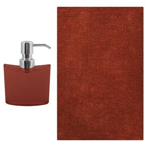 MSV badkamer droogloop mat/tapijt - Bologna - 45 x 70 cm - bijpassende kleur zeeppompje - terracotta -