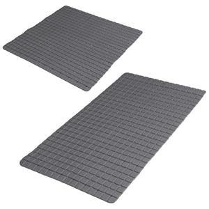 Urban Living Douche/badkamer anti-slip matten set - 2x stuks - rubber - antraciet -