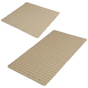 Urban Living Douche/badkamer anti-slip matten set - 2x stuks - rubber - beige -