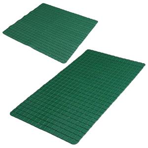 Urban Living Douche/badkamer anti-slip matten set - 2x stuks - rubber - donkergroen -