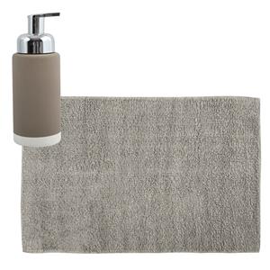MSV badkamer droogloop mat/tapijt - x 60 cm - met zelfde kleur zeeppompje - beige -