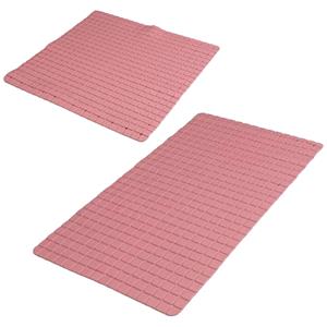 Urban Living Douche/badkamer anti-slip matten set - 2x stuks - rubber - oud roze -