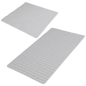 Urban Living Douche/badkamer anti-slip matten set - 2x stuks - rubber - steengrijs -
