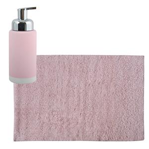MSV badkamer droogloop mat/tapijt - x 60 cm - met zelfde kleur zeeppompje - lichtroze -